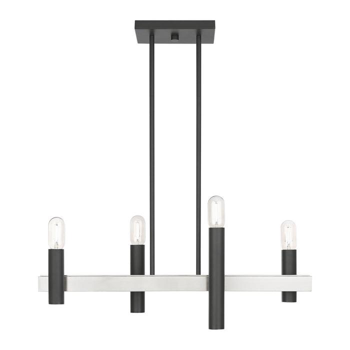 Livex Lighting 46864-76 Four Light Chandelier, Scandinavian Gray w/ Brushed Nickels