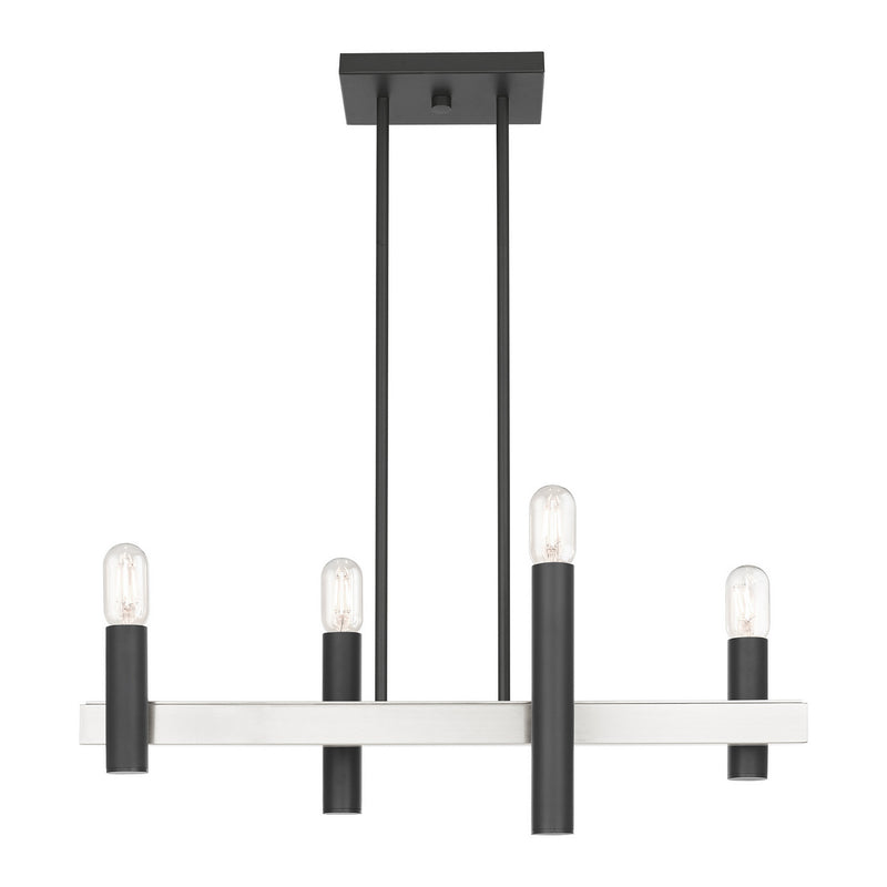 Livex Lighting 46864-76 Four Light Chandelier, Scandinavian Gray w/ Brushed Nickels
