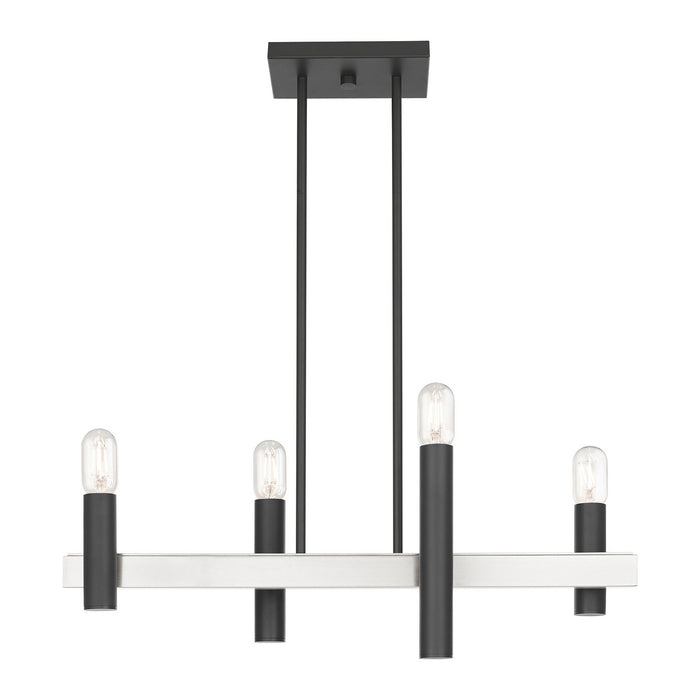 Livex Lighting 46864-76 Four Light Chandelier, Scandinavian Gray w/ Brushed Nickels