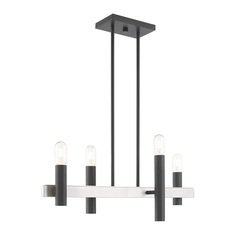 Livex Lighting 46864-76 Four Light Chandelier, Scandinavian Gray w/ Brushed Nickels