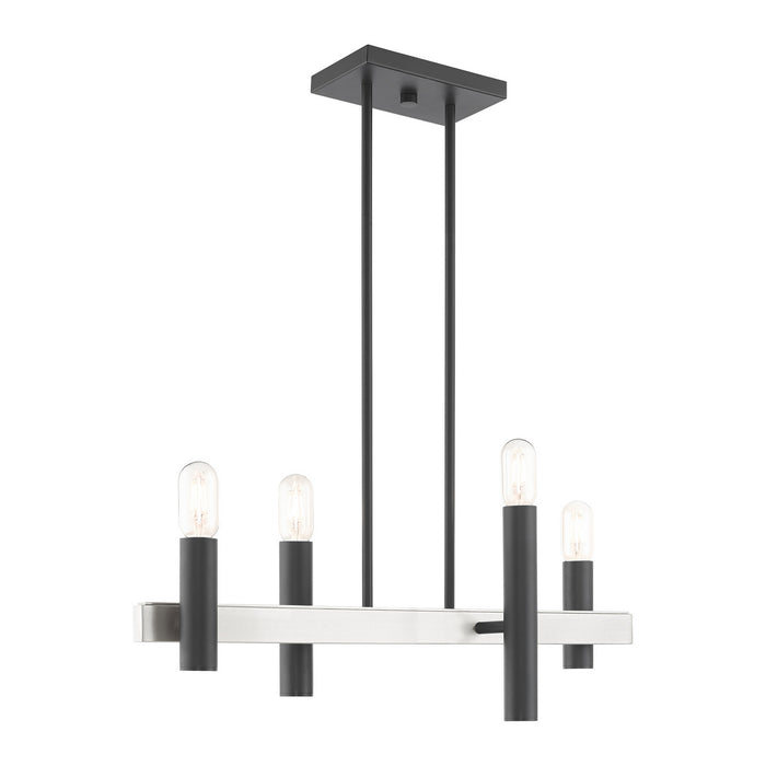 Livex Lighting 46864-76 Four Light Chandelier, Scandinavian Gray w/ Brushed Nickels