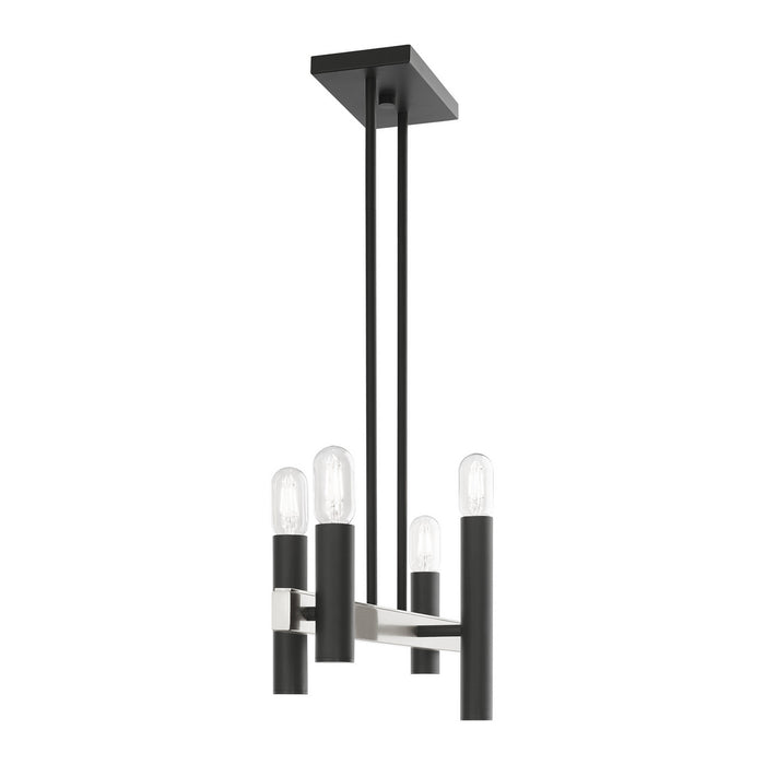 Livex Lighting 46864-76 Four Light Chandelier, Scandinavian Gray w/ Brushed Nickels