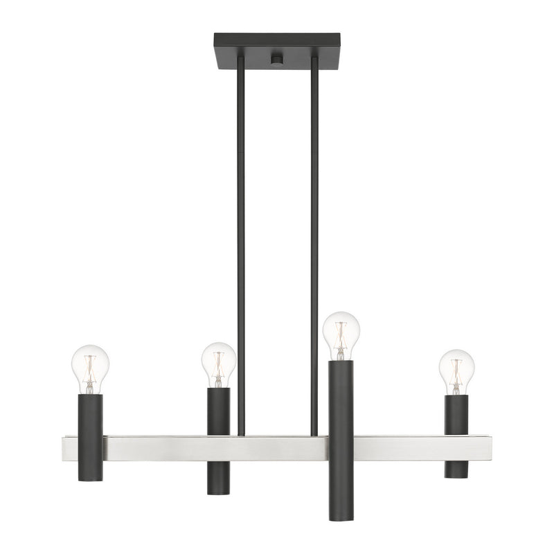 Livex Lighting 46864-76 Four Light Chandelier, Scandinavian Gray w/ Brushed Nickels