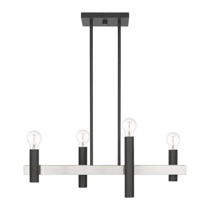 Livex Lighting 46864-76 Four Light Chandelier, Scandinavian Gray w/ Brushed Nickels