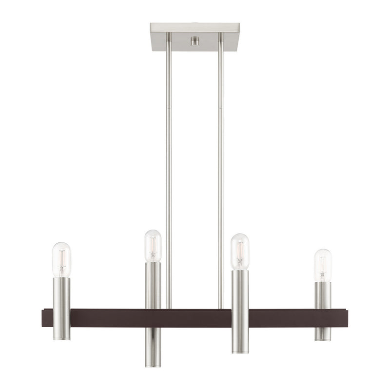 Livex Lighting 46864-91 Four Light Chandelier, Brushed Nickel w/ Bronzes