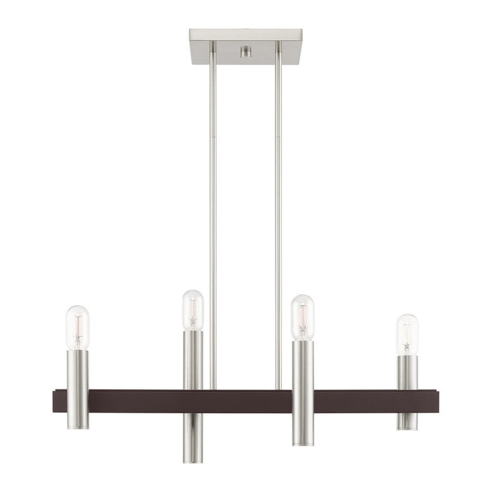 Livex Lighting 46864-91 Four Light Chandelier, Brushed Nickel w/ Bronzes