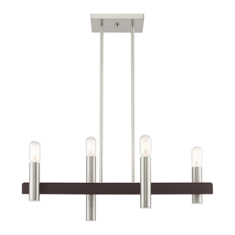 Livex Lighting 46864-91 Four Light Chandelier, Brushed Nickel w/ Bronzes