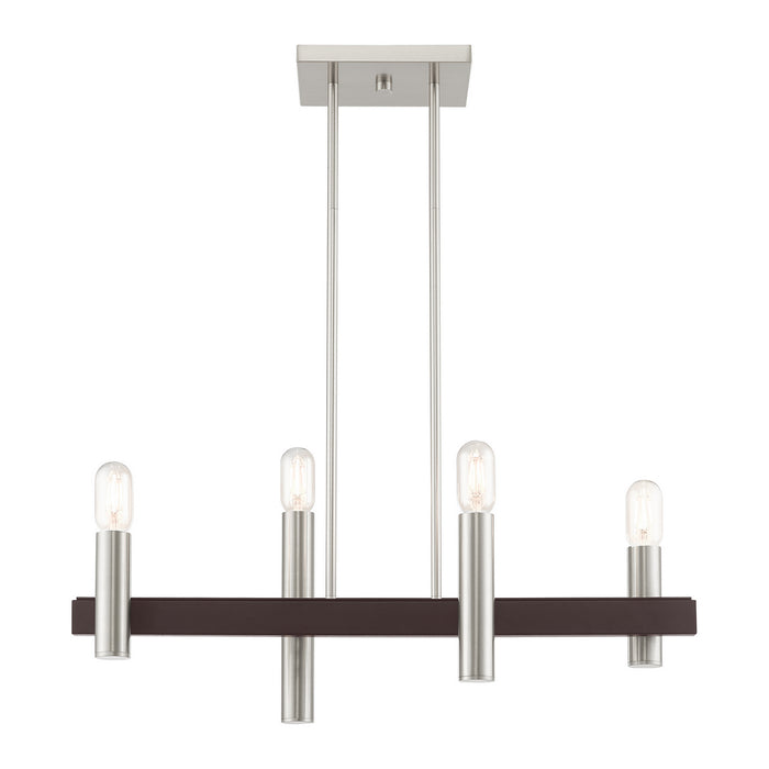 Livex Lighting 46864-91 Four Light Chandelier, Brushed Nickel w/ Bronzes