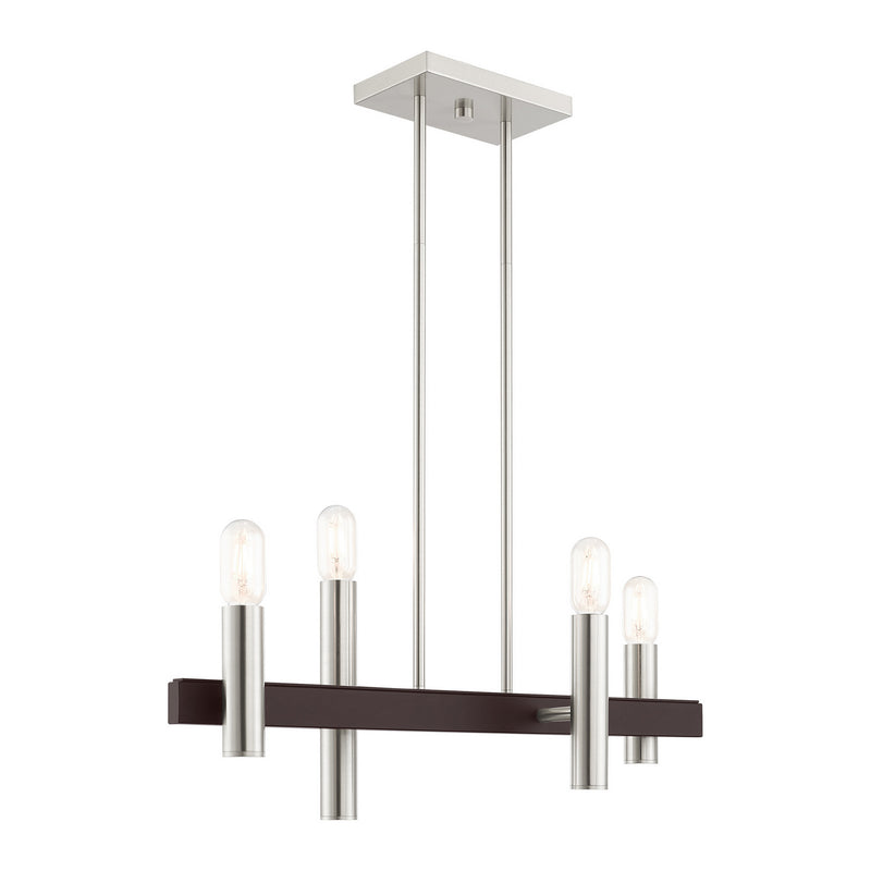 Livex Lighting 46864-91 Four Light Chandelier, Brushed Nickel w/ Bronzes