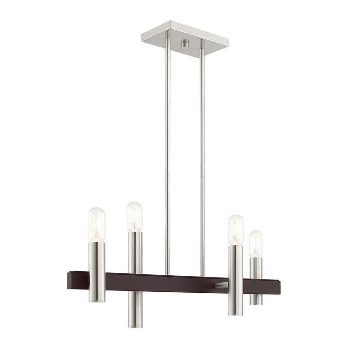 Livex Lighting 46864-91 Four Light Chandelier, Brushed Nickel w/ Bronzes