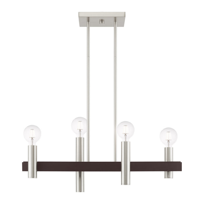 Livex Lighting 46864-91 Four Light Chandelier, Brushed Nickel w/ Bronzes
