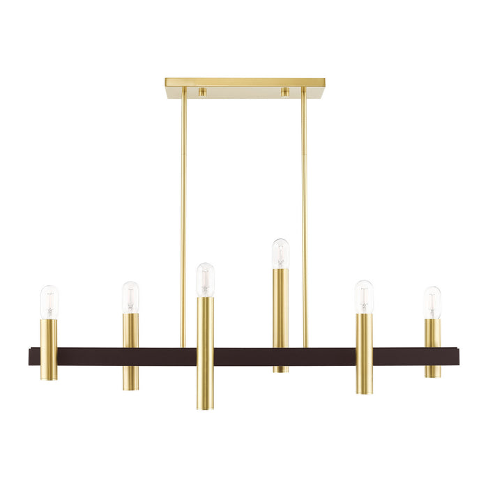 Livex Lighting 46866-12 Six Light Chandelier, Satin Brass w/ Bronzes