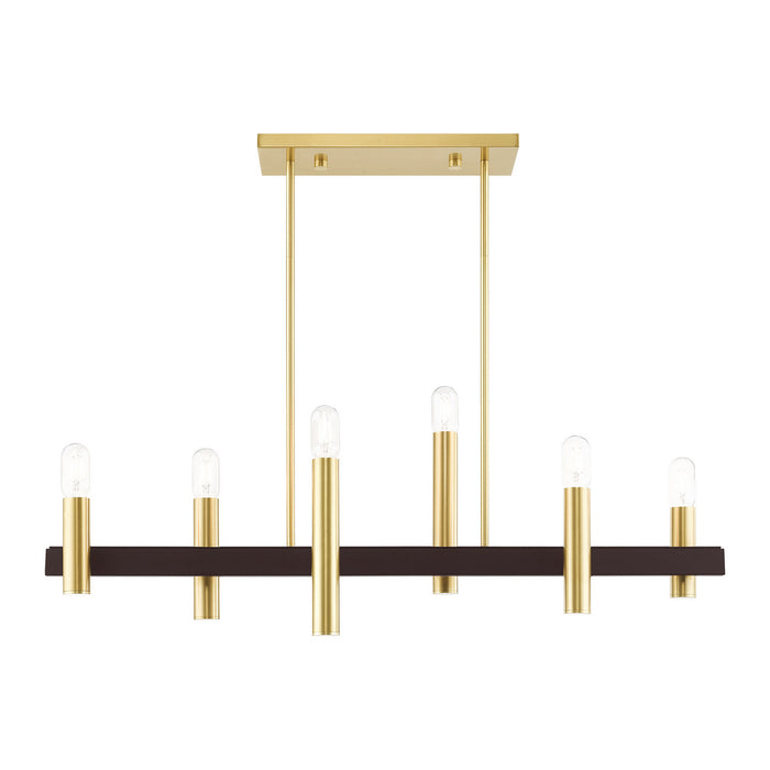 Livex Lighting 46866-12 Six Light Chandelier, Satin Brass w/ Bronzes