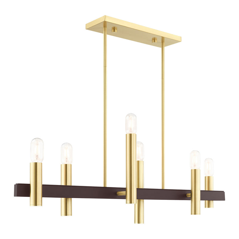 Livex Lighting 46866-12 Six Light Chandelier, Satin Brass w/ Bronzes