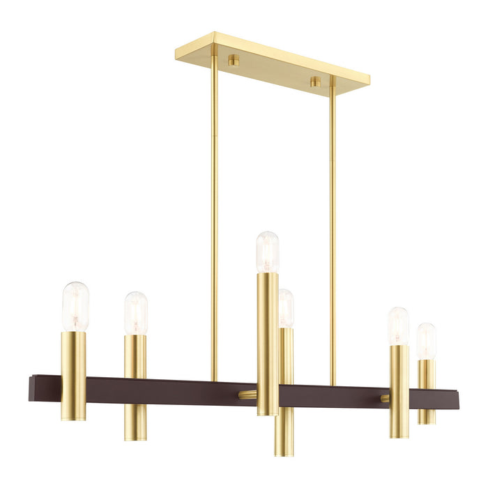 Livex Lighting 46866-12 Six Light Chandelier, Satin Brass w/ Bronzes