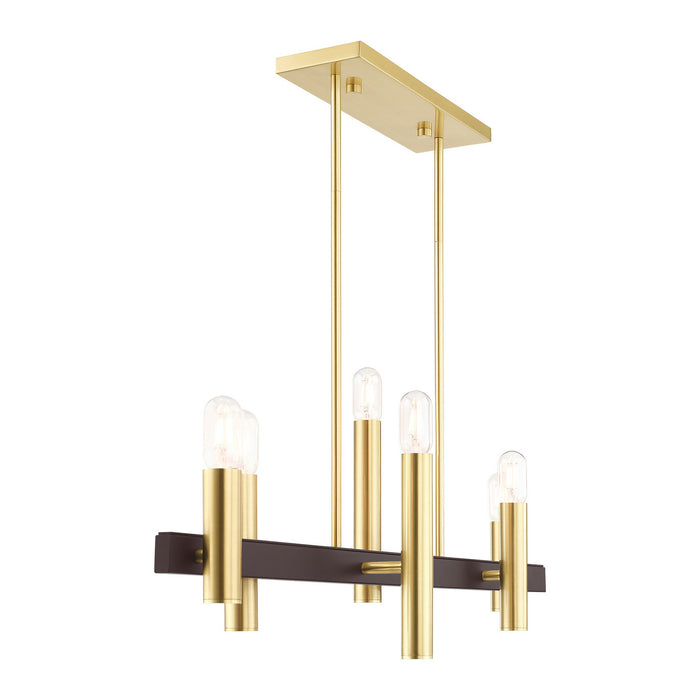 Livex Lighting 46866-12 Six Light Chandelier, Satin Brass w/ Bronzes