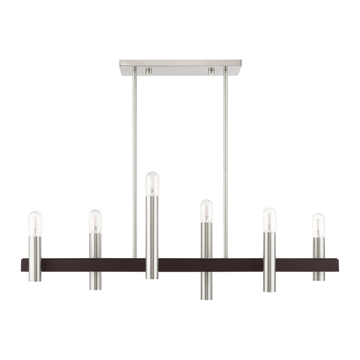 Livex Lighting 46866-91 Six Light Chandelier, Brushed Nickel w/ Bronzes