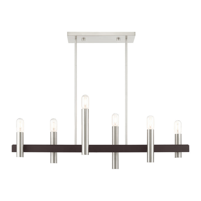 Livex Lighting 46866-91 Six Light Chandelier, Brushed Nickel w/ Bronzes