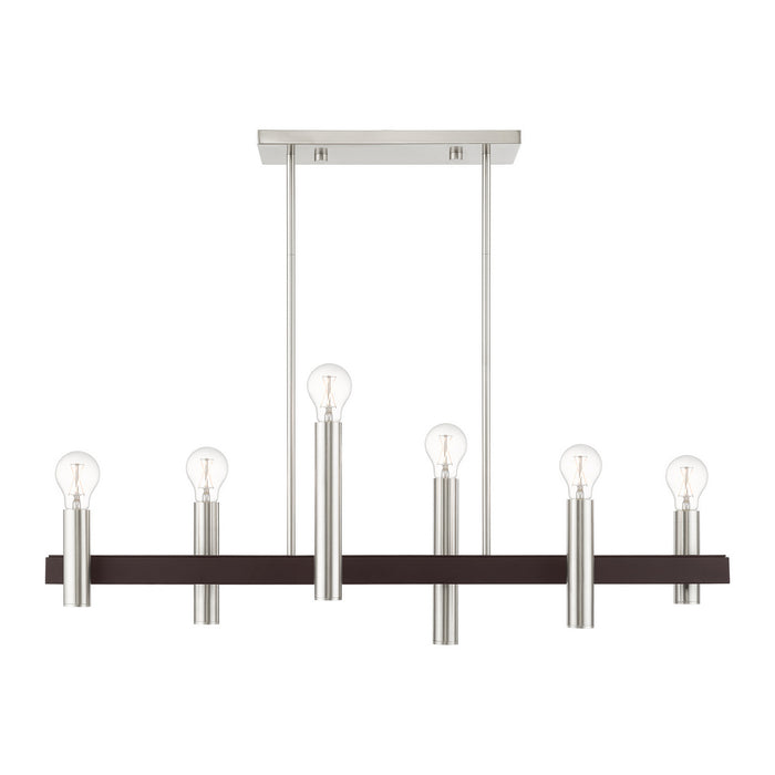 Livex Lighting 46866-91 Six Light Chandelier, Brushed Nickel w/ Bronzes
