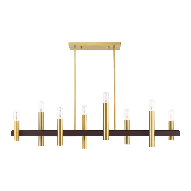 Livex Lighting 46868-12 Eight Light Chandelier, Satin Brass w/ Bronzes