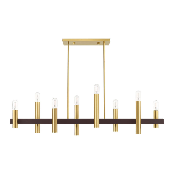 Livex Lighting 46868-12 Eight Light Chandelier, Satin Brass w/ Bronzes