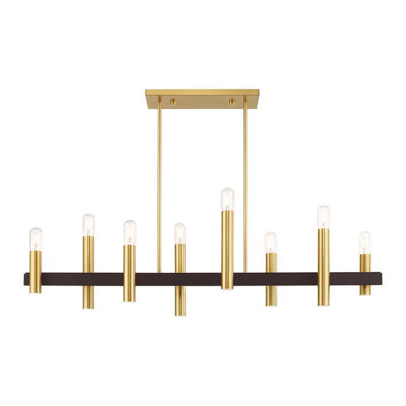 Livex Lighting 46868-12 Eight Light Chandelier, Satin Brass w/ Bronzes