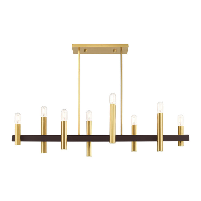 Livex Lighting 46868-12 Eight Light Chandelier, Satin Brass w/ Bronzes