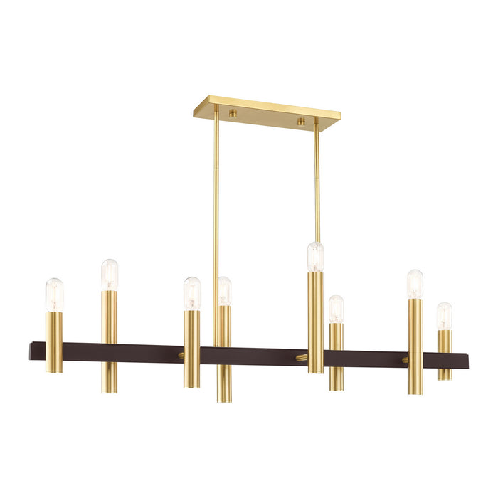 Livex Lighting 46868-12 Eight Light Chandelier, Satin Brass w/ Bronzes
