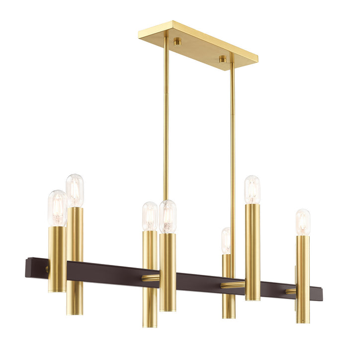Livex Lighting 46868-12 Eight Light Chandelier, Satin Brass w/ Bronzes