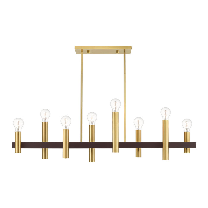 Livex Lighting 46868-12 Eight Light Chandelier, Satin Brass w/ Bronzes