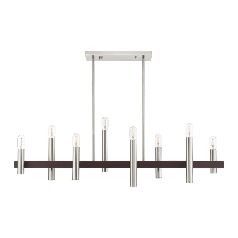 Livex Lighting 46868-91 Eight Light Chandelier, Brushed Nickel w/ Bronzes