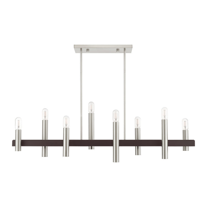 Livex Lighting 46868-91 Eight Light Chandelier, Brushed Nickel w/ Bronzes