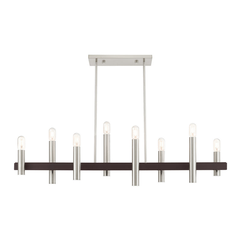 Livex Lighting 46868-91 Eight Light Chandelier, Brushed Nickel w/ Bronzes