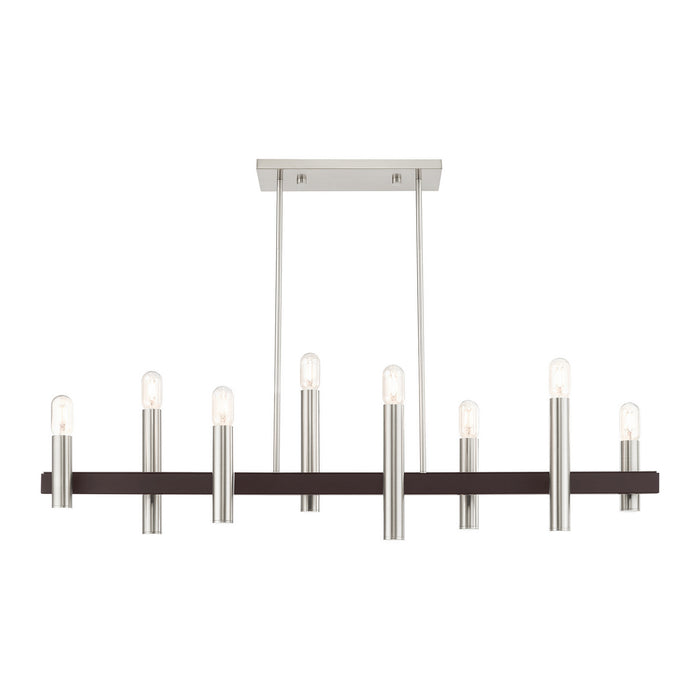 Livex Lighting 46868-91 Eight Light Chandelier, Brushed Nickel w/ Bronzes