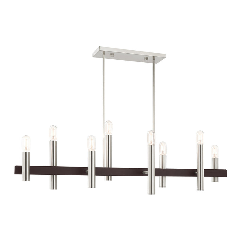 Livex Lighting 46868-91 Eight Light Chandelier, Brushed Nickel w/ Bronzes
