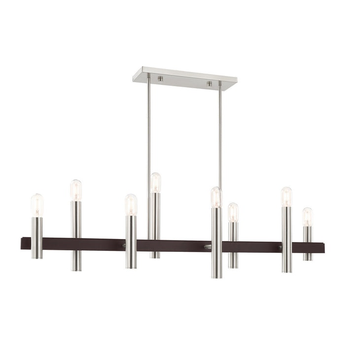 Livex Lighting 46868-91 Eight Light Chandelier, Brushed Nickel w/ Bronzes