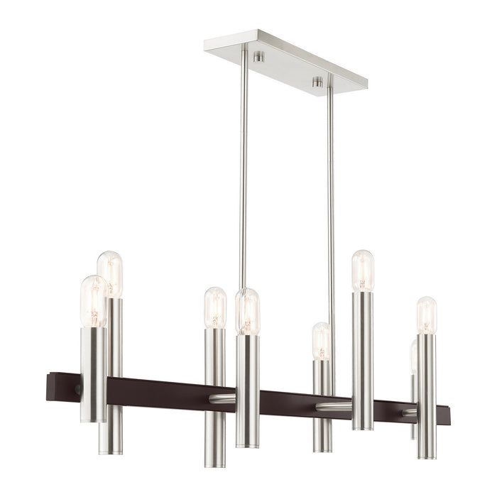 Livex Lighting 46868-91 Eight Light Chandelier, Brushed Nickel w/ Bronzes
