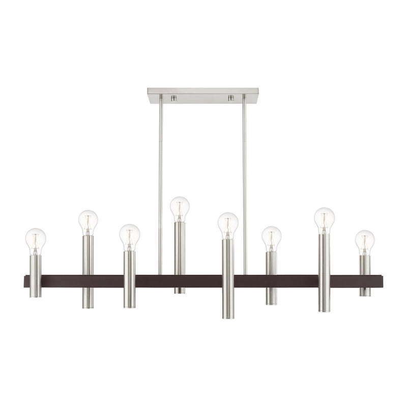 Livex Lighting 46868-91 Eight Light Chandelier, Brushed Nickel w/ Bronzes