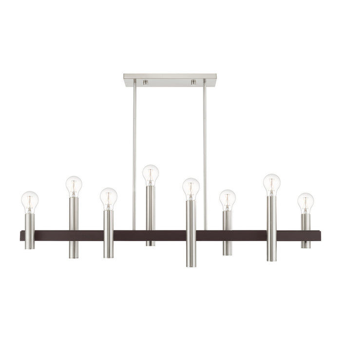 Livex Lighting 46868-91 Eight Light Chandelier, Brushed Nickel w/ Bronzes