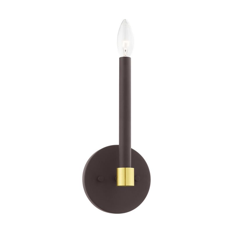 Livex Lighting 46881-07 One Light Wall Sconce, Bronze w/ Satin Brasss