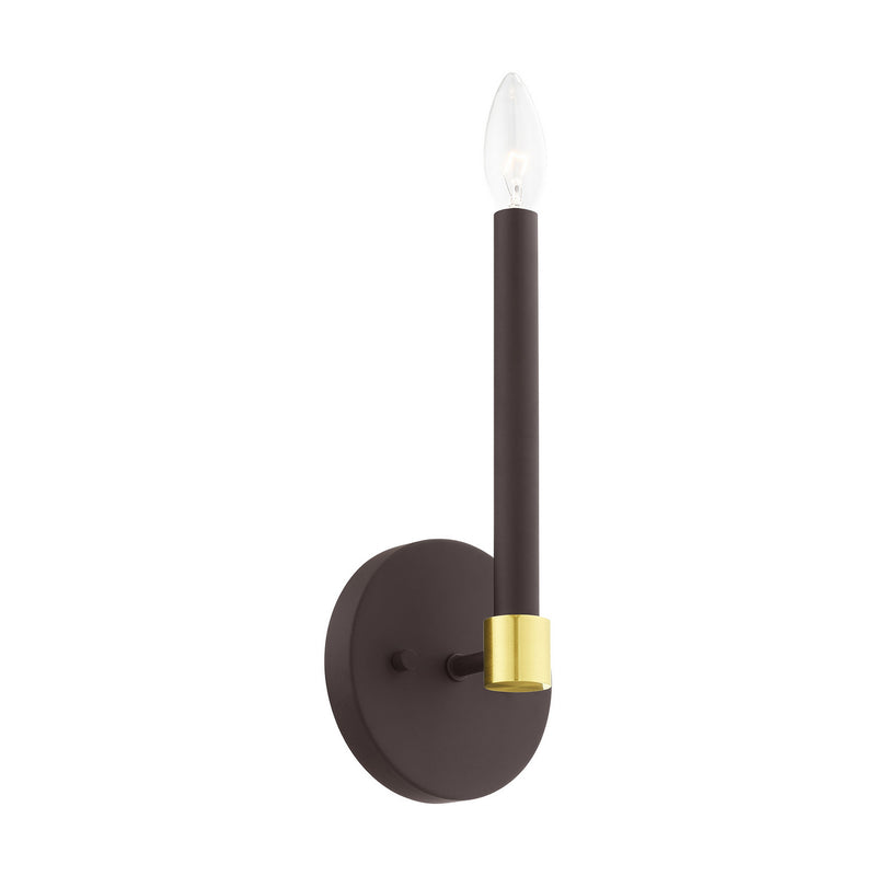 Livex Lighting 46881-07 One Light Wall Sconce, Bronze w/ Satin Brasss