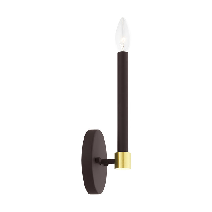 Livex Lighting 46881-07 One Light Wall Sconce, Bronze w/ Satin Brasss