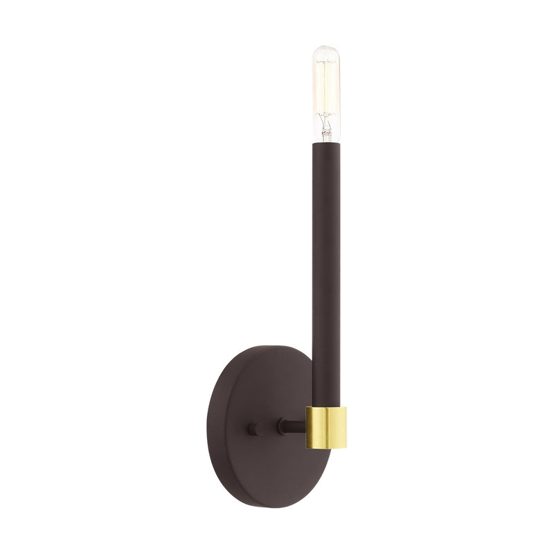 Livex Lighting 46881-07 One Light Wall Sconce, Bronze w/ Satin Brasss