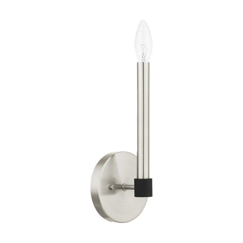 Livex Lighting 46881-91 One Light Wall Sconce, Brushed Nickel w/ Blacks