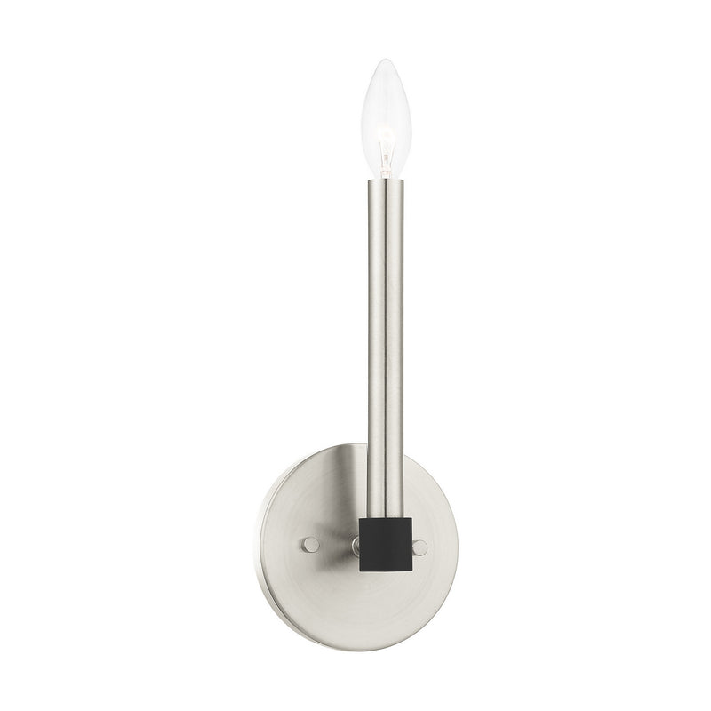Livex Lighting 46881-91 One Light Wall Sconce, Brushed Nickel w/ Blacks