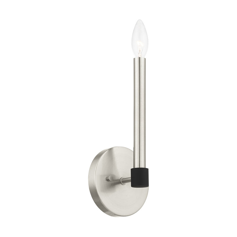 Livex Lighting 46881-91 One Light Wall Sconce, Brushed Nickel w/ Blacks