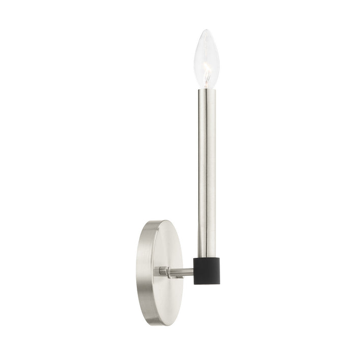 Livex Lighting 46881-91 One Light Wall Sconce, Brushed Nickel w/ Blacks