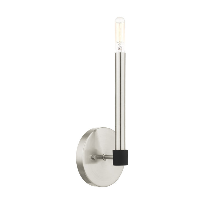 Livex Lighting 46881-91 One Light Wall Sconce, Brushed Nickel w/ Blacks