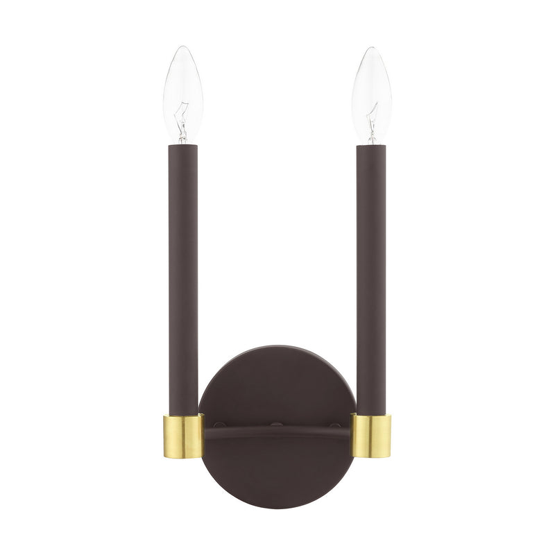 Livex Lighting 46882-07 Two Light Wall Sconce, Bronze w/ Satin Brasss