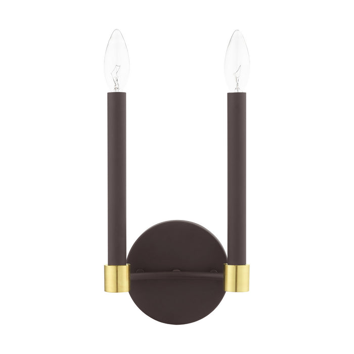 Livex Lighting 46882-07 Two Light Wall Sconce, Bronze w/ Satin Brasss